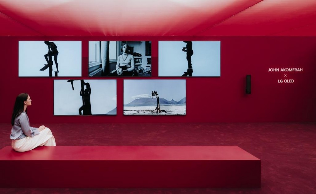 The South Korean tech giant has partnered with renowned British artist and filmmaker John Akomfrah to create an immersive installation titled "Becoming Wind" within the 160-square-meter LG OLED Lounge at London's Regent's Park. (Image courtesy of LG Electronics)