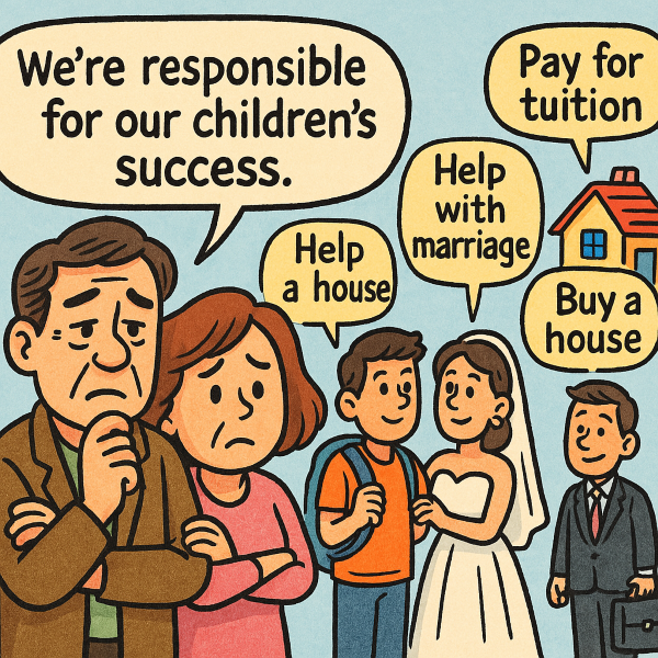 A study reflects the enduring grip of familial duty in a society navigating intergenerational shifts in wealth, education, and independence. (Image created by AI/ChatGPT)