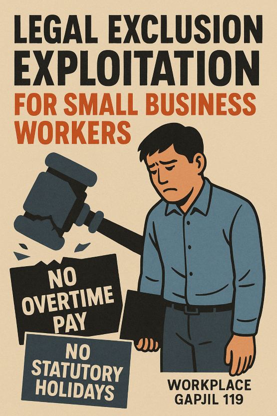 The current structure of the Labor Standards Act largely exempts businesses with fewer than five employees from key protections. (Image created by AI/ChatGPT)
