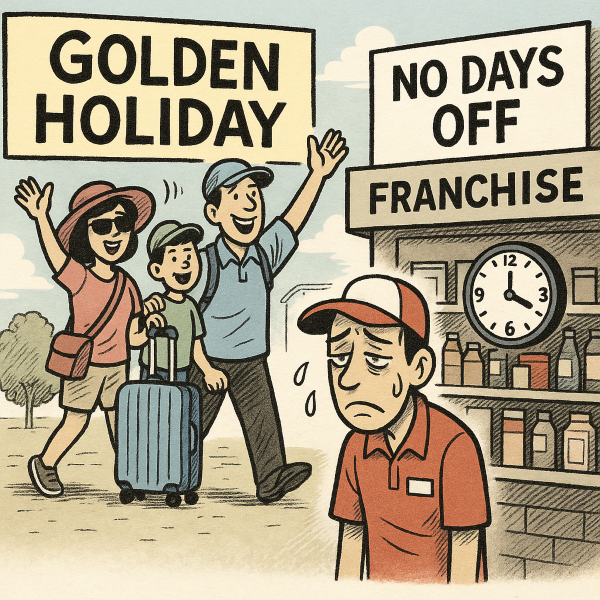Franchise Workers Brace for Exhausting Schedules Amid May Holiday Surge (Image created by AI/ChatGPT)