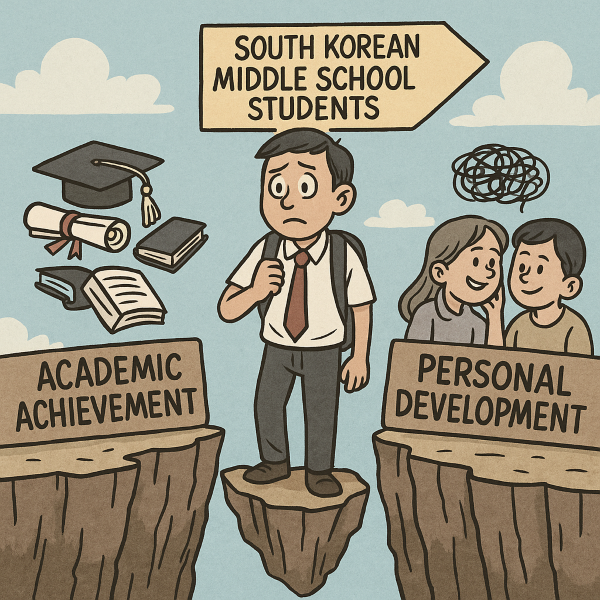 OECD study finds academic excellence overshadowed by low peer relationships and emotional well-being among Korean teens. (Image supported by ChatGPT)