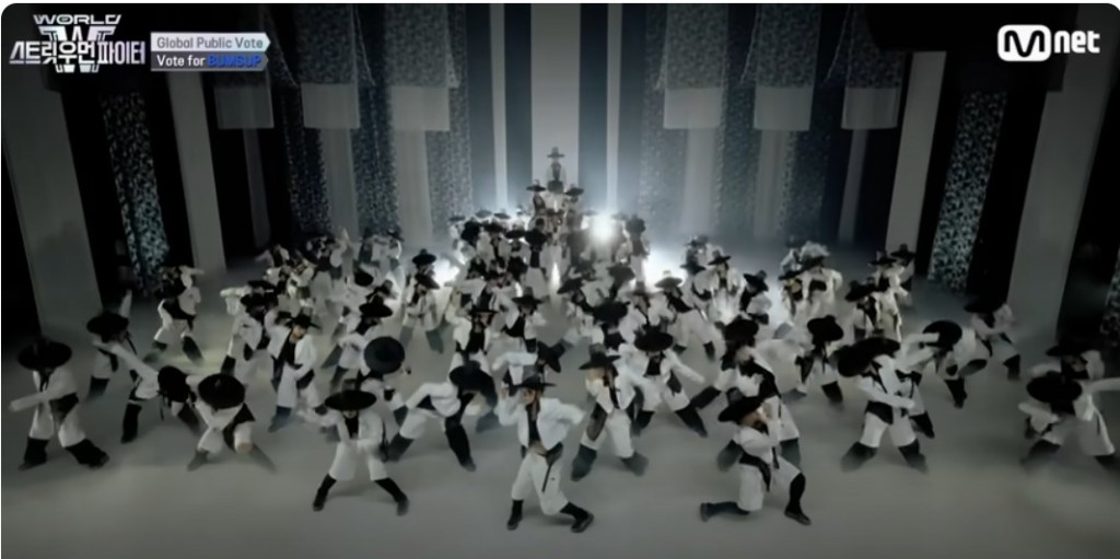 Dance crew BUMSUP's "Monggyeong – At the Boundary of Dreams" (Image source: YouTube screenshot from Mnet’s World of Street Woman Fighter).