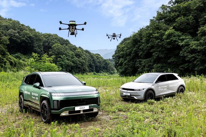 This photo provided by Hyundai Motor Co. shows the Ioniq 9 Seed Ball Drone Station, the automaker's special drone-based forest restoration project vehicle. (Yonhap)