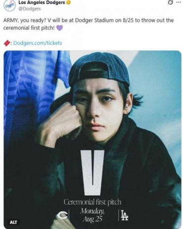 BTS’ V To Throw First Pitch At Dodger Stadium Next Monday