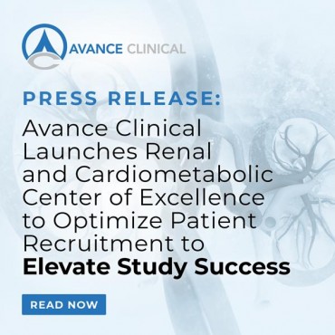 Avance Clinical Launches Renal and Cardiometabolic Center of Excellence to Optimize Patient Recruitment to Elevate Study Success