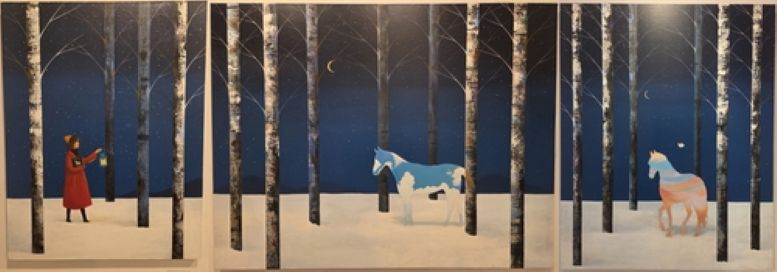 Works by Ahn So-young on display at Gallery Sein — from left, Girl #21, Meditation on Le Blanc-Seing #1, and Meditation on Le Blanc-Seing #2.