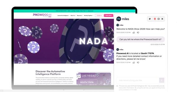 AI-powered event assistant, Miles, built on the proprietary conversational platform which currently powers Pinewood.AI’s CARS suite